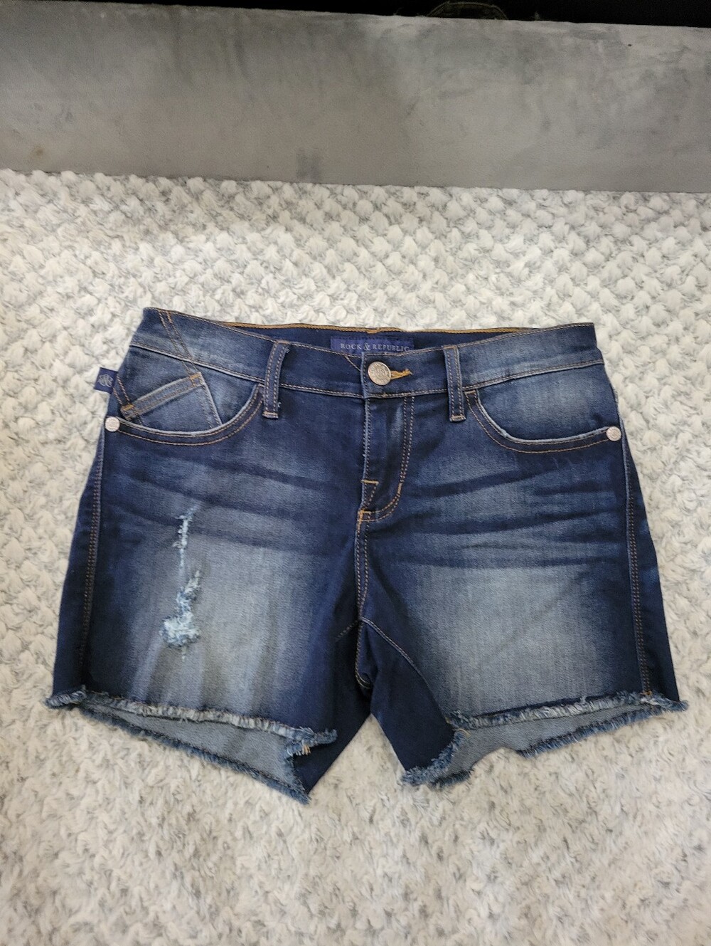 Rock & Republic Blue Distressed Denim Shorts